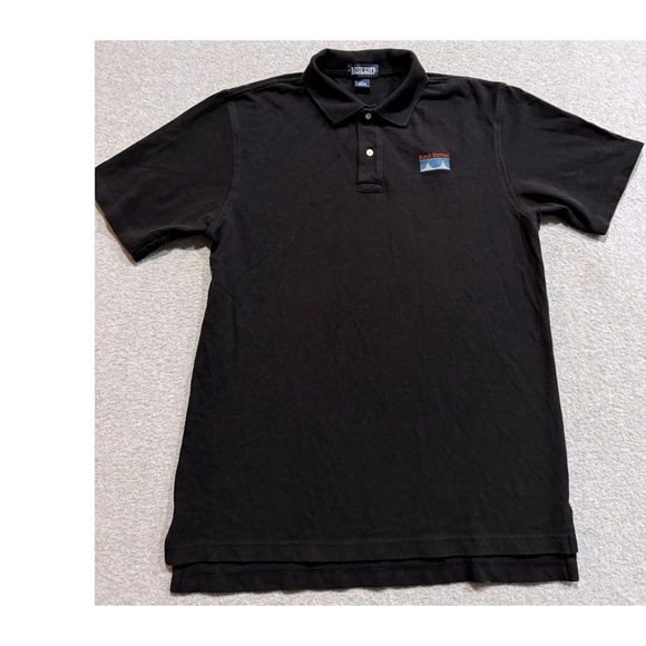 Lands End Mens Black Cisco Systems Logo Polo Shirt Size M 38-40 Short Sleeve